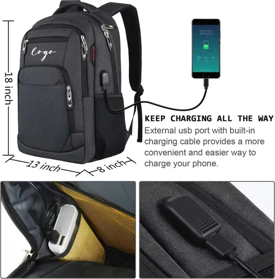 Factory Unisex Multifunction USB Backpack Bags Hiking Travel Notebook School Bag Anti Theft Nylon Laptop Bags