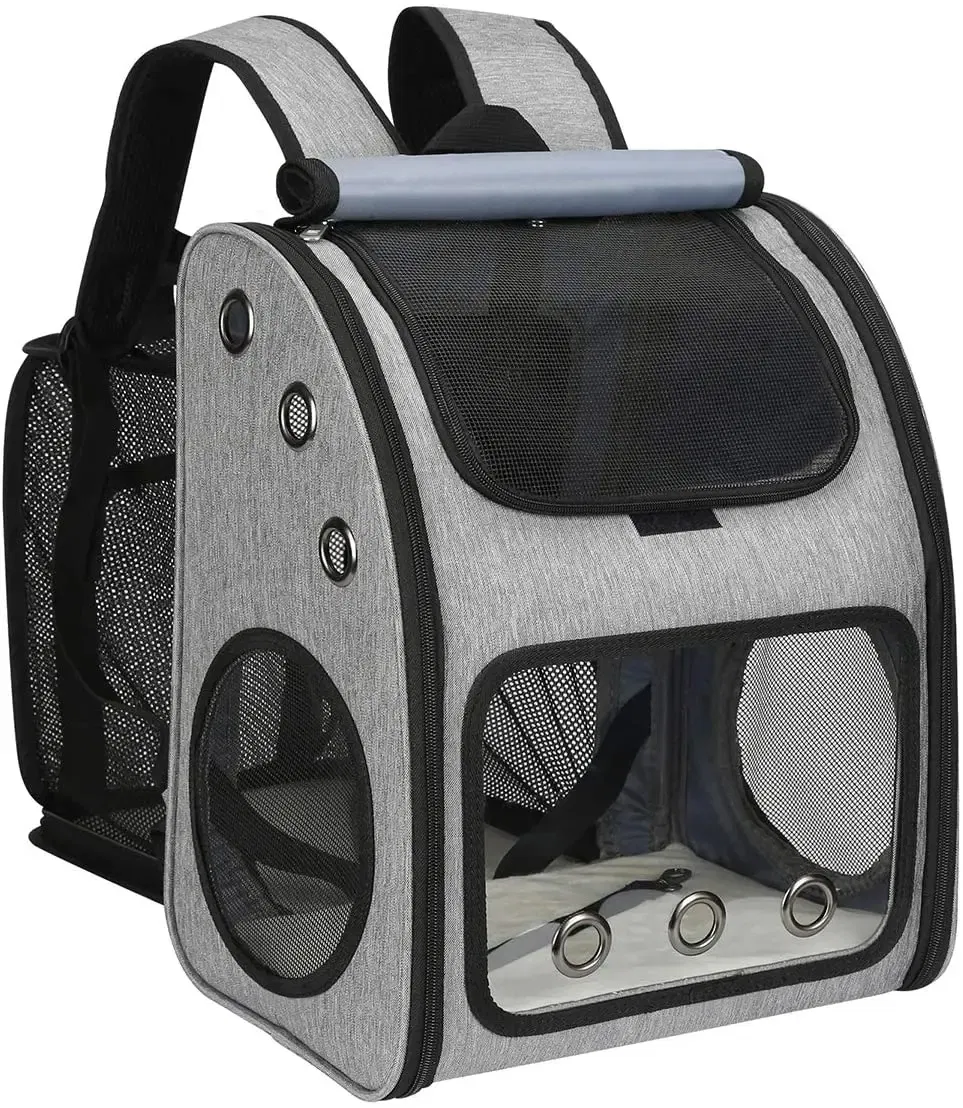 Custom Logo Foldable Portable Collapsible Puppy Black Grey Petcarrier Bag