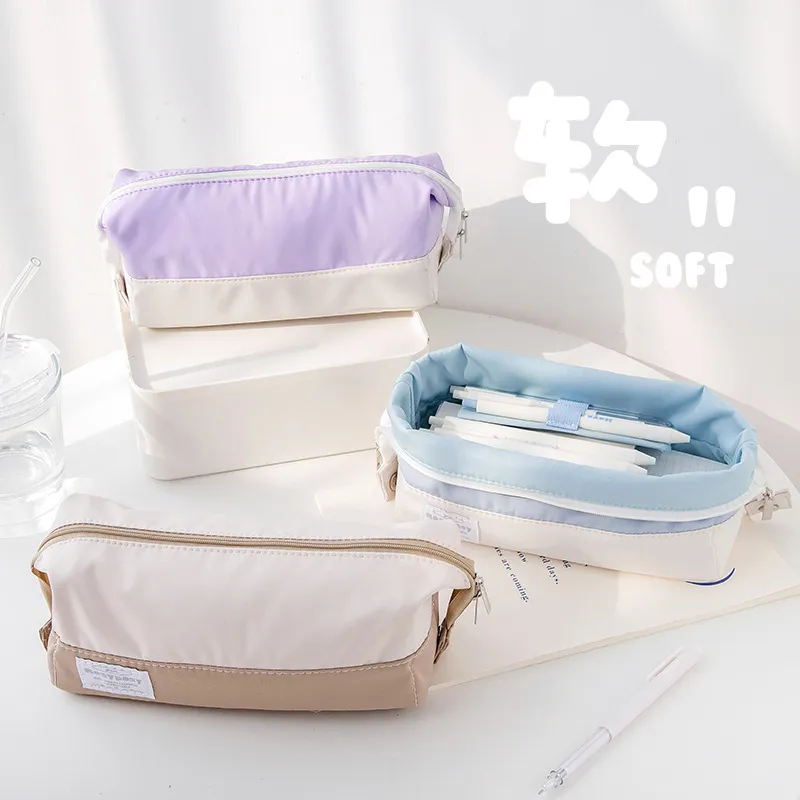 Large Capacity Stationery Bag School Supplies Storage Multifunctional Zipper Pencil Bag