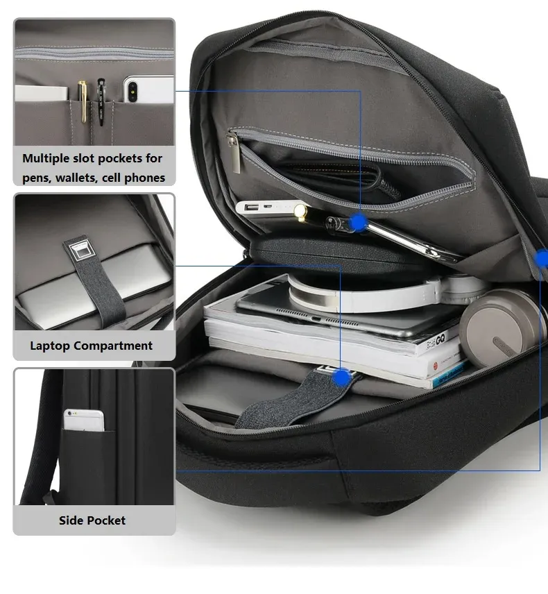 Wholesale Custom Logo Leisure Men Women Laptop Backpack with USB Charging Port