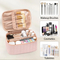 Custom OEM PU Leather Toiletry Portable Handle Washable Makeup Bag Travel Cosmetic Bag