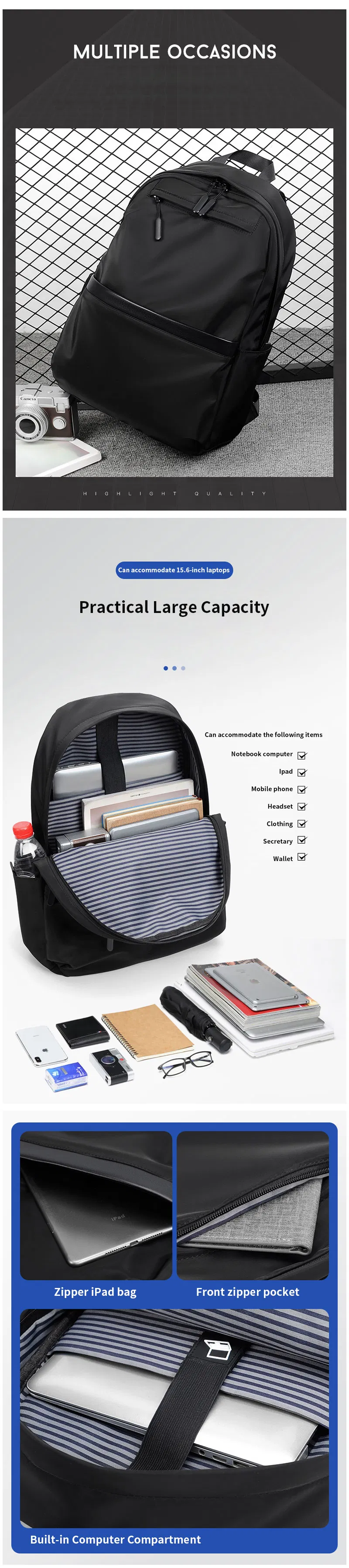 Gray Waterproof New Fashion Large Capacity Backpack