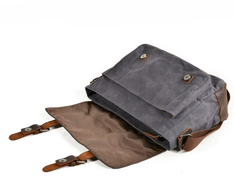 Men Photography Casual Shoulder Bag Oil Wax Canvas Genuine Leather Bag DSLR Camera Bag