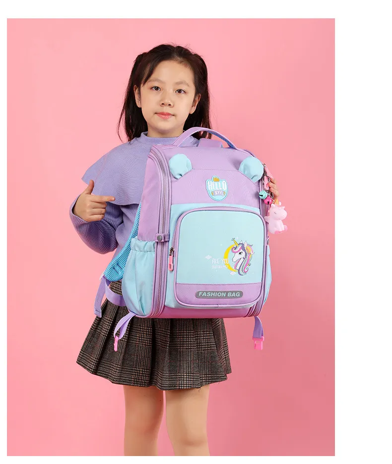 New Backpack for Elementary School Students in Grades 1-6 Boys and Girls Lightweight Spine Protection Space Backpack