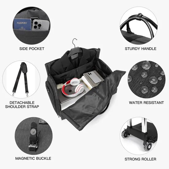 Business Detachable Pull Rod Travel Bag Large Capacity Clothing Storage Bag Folding Suit Bag