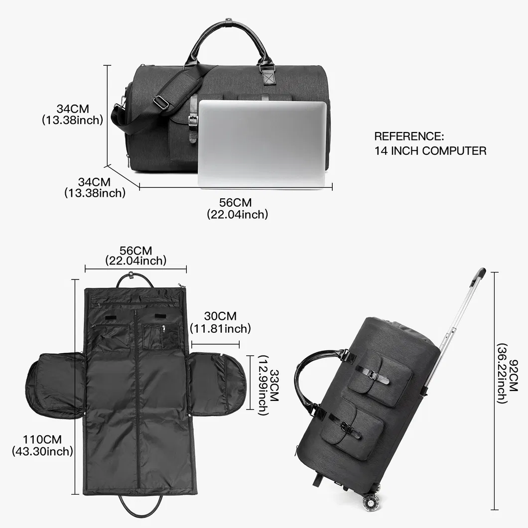 Business Detachable Pull Rod Travel Bag Large Capacity Clothing Storage Bag Folding Suit Bag