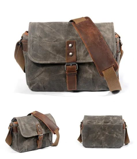 New Outdoor Photography Digital SLR Professional Waterproof Oil Wax Micro Camera Shoulder Bag