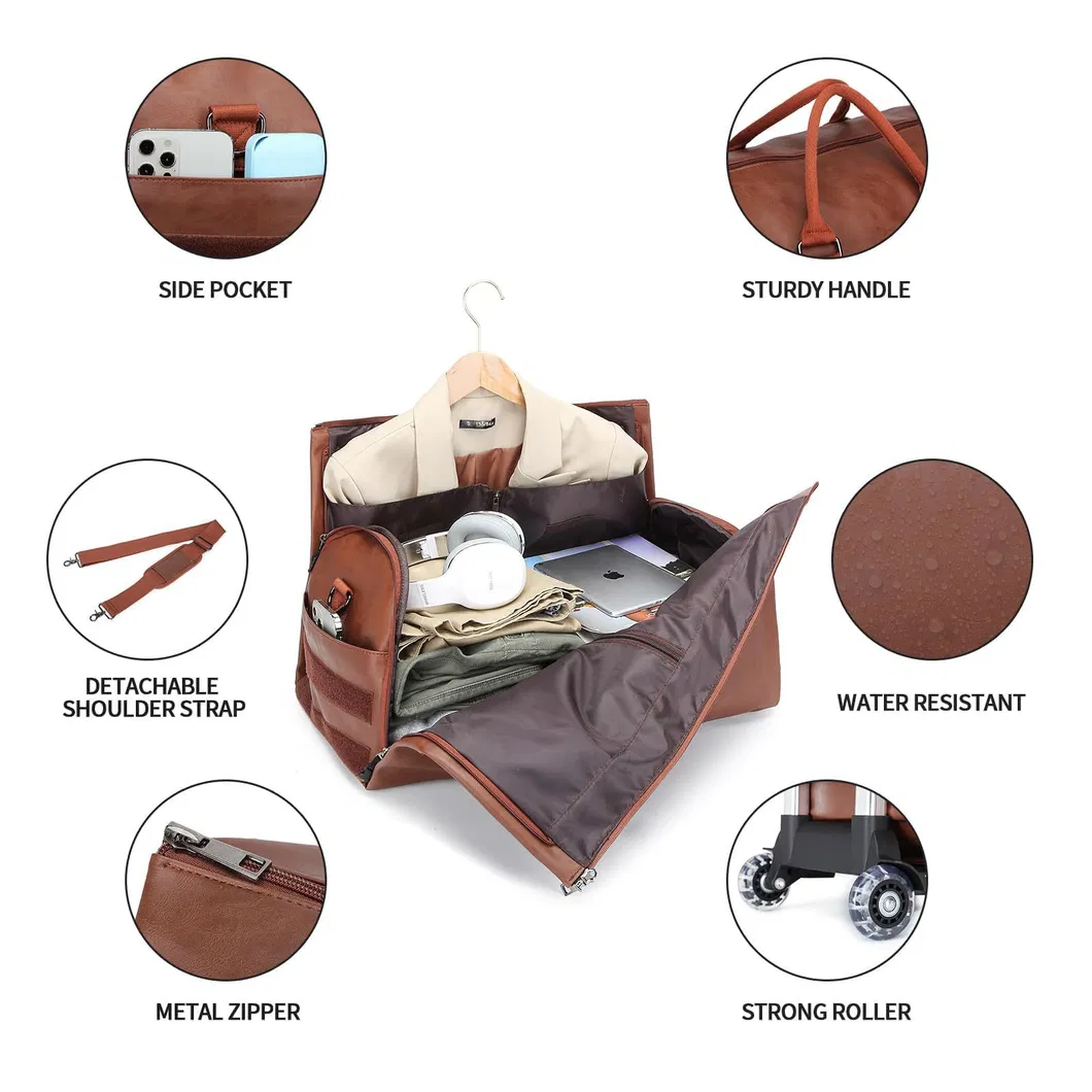Travel Suit Bag with Wheels Luggage Clothing Storage Detachable Pull Rod Travel Clothing Bag