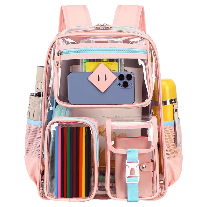 Transparent Backpack Waterproof Large Capacity Elementary School Backpack