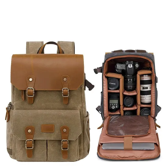 SLR Camera Bag Waterproof and Anti-Theft Large Capacity Canvas Drone Backpack