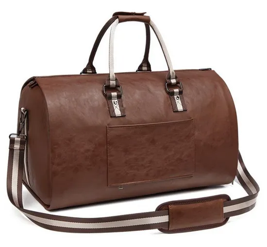 Folding Travel Suit Bag Luggage Bag Large Capacity Portable Pull Rod Suit PU Leather Bag