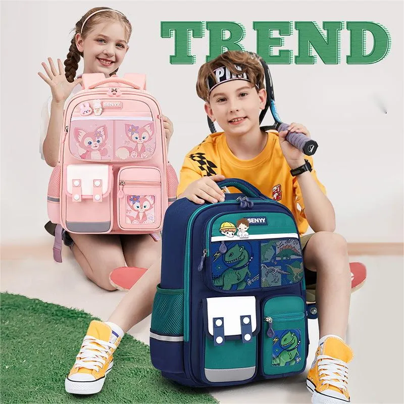2024 New Children&prime;s Primary School Backpack Oxford Cloth Spine Protection and Load Reduction Backpack