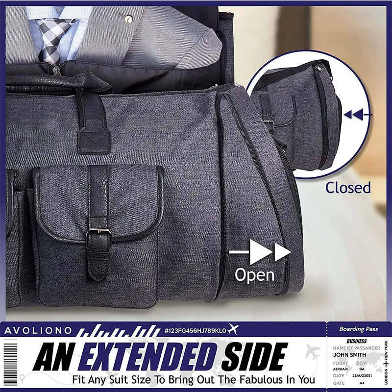 Customized Hanging Suit Bag with Multifunctional Rolling Rod Travel Bag Convertible Travel Bag