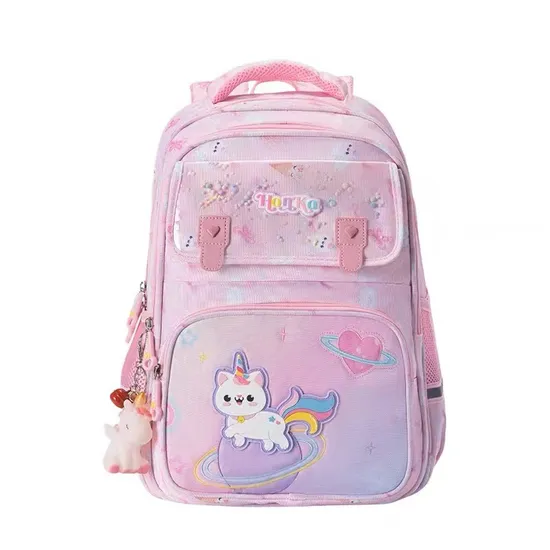 Elementary School Cartoon Girl Backpack Spine Protection Backpack with Multiple Compartments Large Capacity