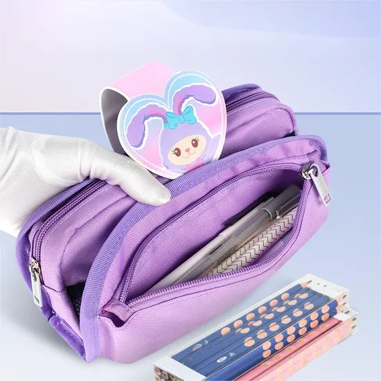 Pencil Case Elementary School Stationery Bag Multi-Layer Large Capacity Strawberry Bear Penci Case Pouch