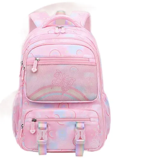 New Rainbow Girls Elementary School Students Backpack Waterproof Backbone Protection Large Capacity Backpack