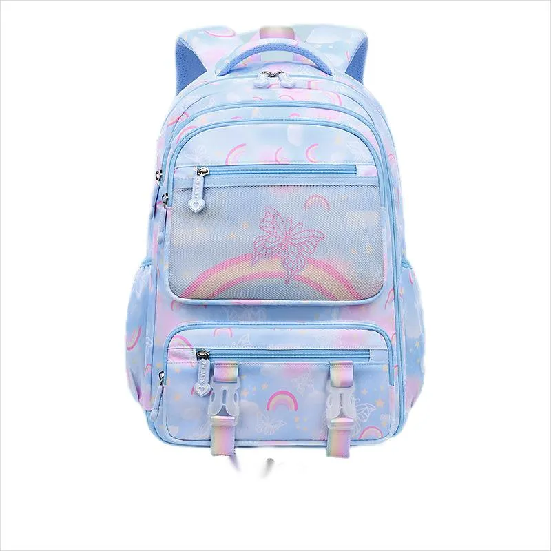 New Rainbow Girls Elementary School Students Backpack Waterproof Backbone Protection Large Capacity Backpack