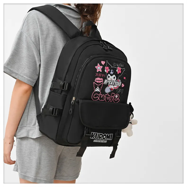 Kuromi&prime;s New Student Backpack with Large Capacity and Lightweight Oxford Cloth Printed Backpack