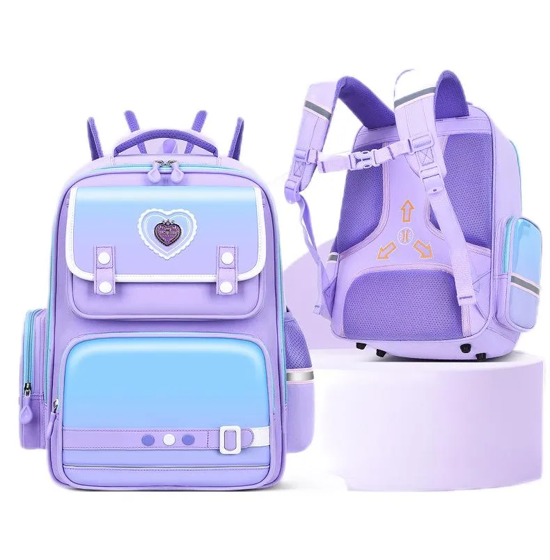 Primary School Backpack Reduces Burden PU Leather Spine Protector New Waterproof Backpack
