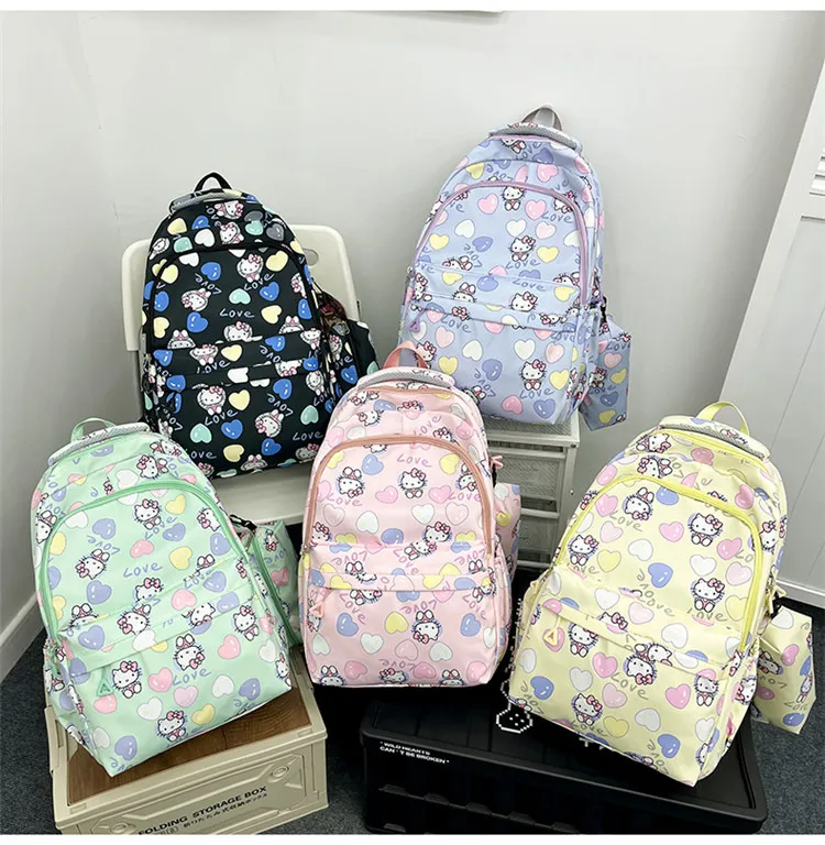 New Cute Cartoon Two-Piece Backpack with Large Capacity Lightweight Backpack