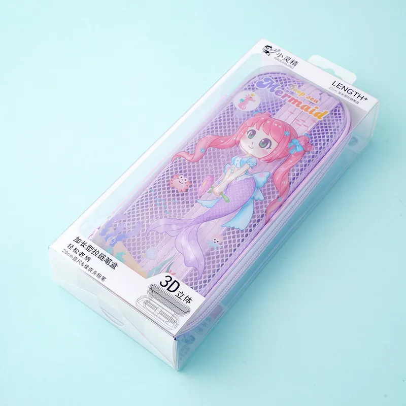 Children&prime;s Pencil Case Elementary School Pencil Case 3D Stationery Cartoon Transparent Pencil Pouch