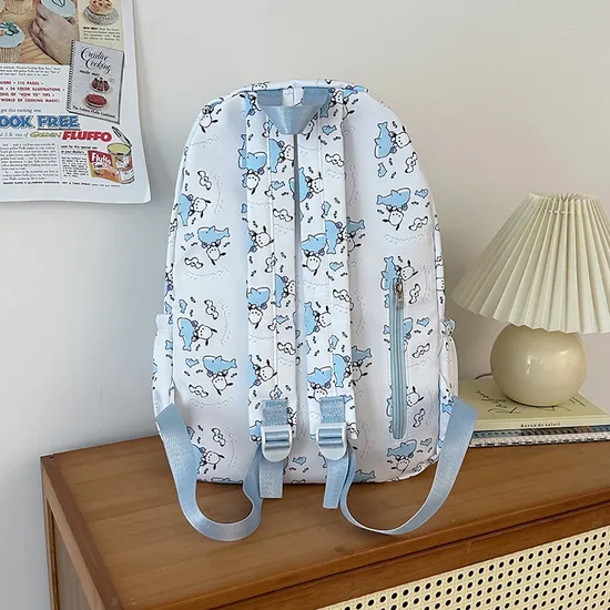 New Junior High School Nylon Backpack Cute Cartoon Hanger Print Large Capacity Boys and Girls School Backpack
