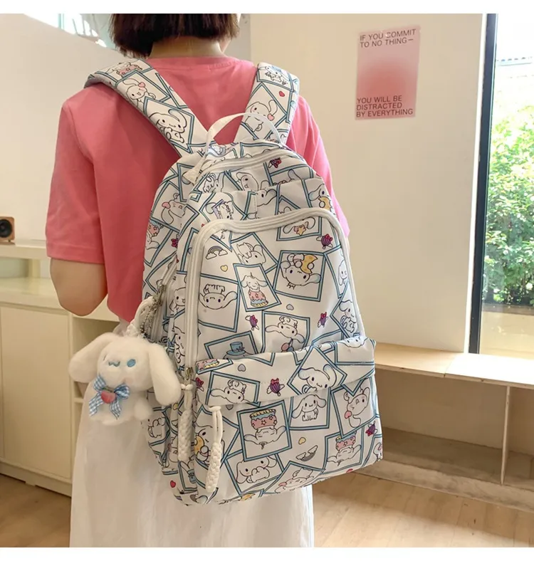 New Student Backpack Cute Large Capacity Handheld Nylon Lightweight Cartoon Backpack