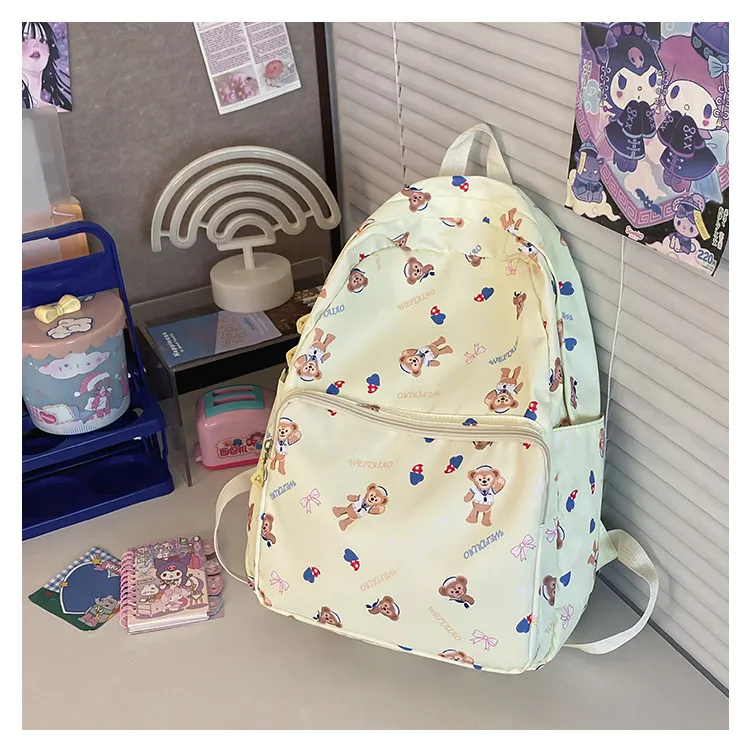 New Student Cute Backpack Nylon Cartoon Large Capacity Multi Color Lightweight Backpack