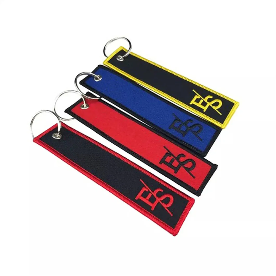 Personalized Custom Shape Logo Patch Tag Embroidery Embroidered Key Chain Keychain