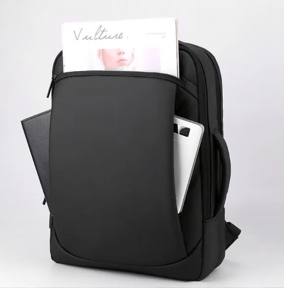 Custom Logo Stylish Business Leather Travel Laptop Backpack Bag with USB Charging Port for Men Women School Backpack