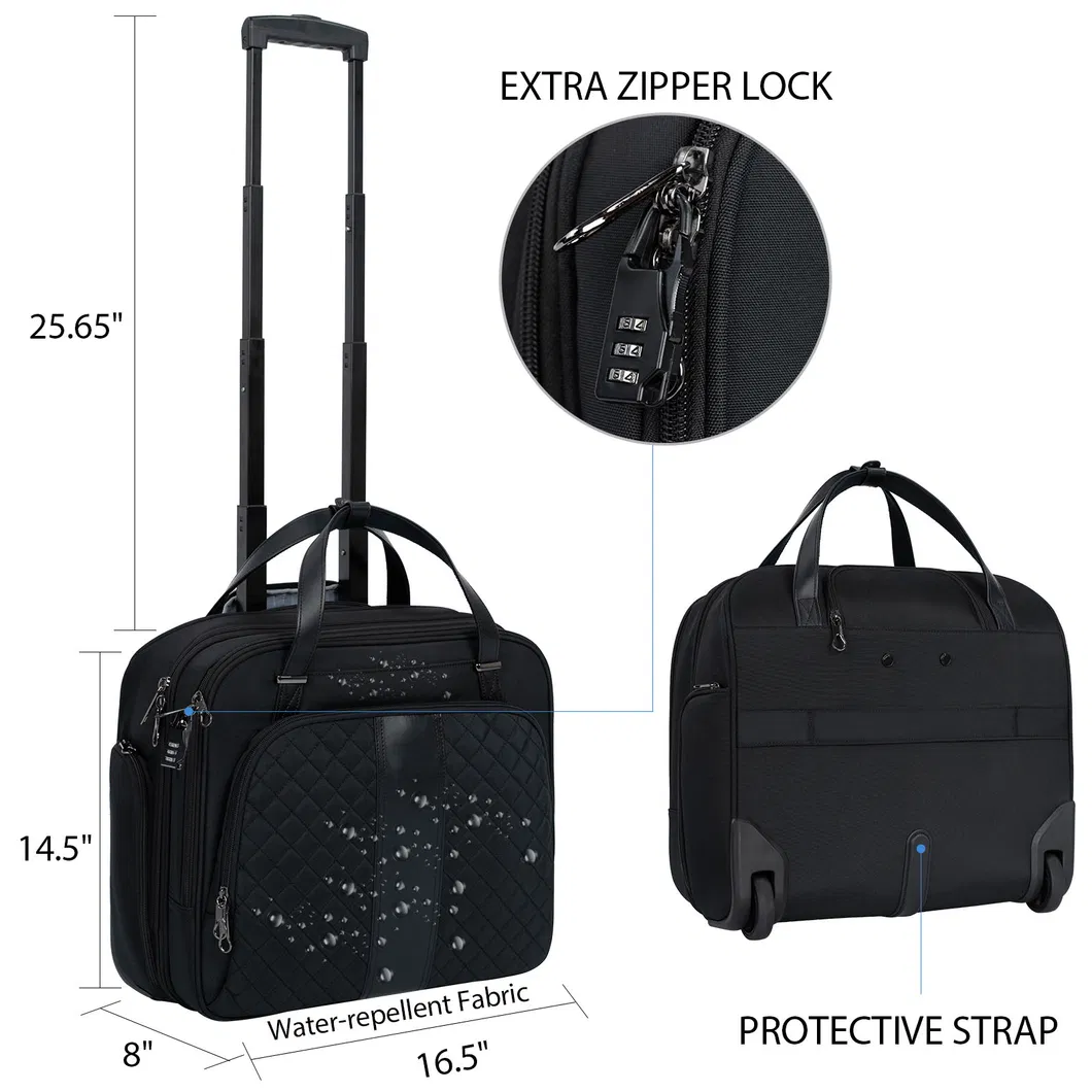 Oxford Rolling Laptop Bag Premium Wheeled Briefcase Fits up to 17.3 Inch Laptop Overnight Roller Case