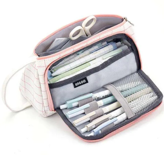 Wholesales Custom Big Capacity Large Storage Canvas Pencil Pen Case Pouch Stationery Bag for Office School Teen Girl Boy