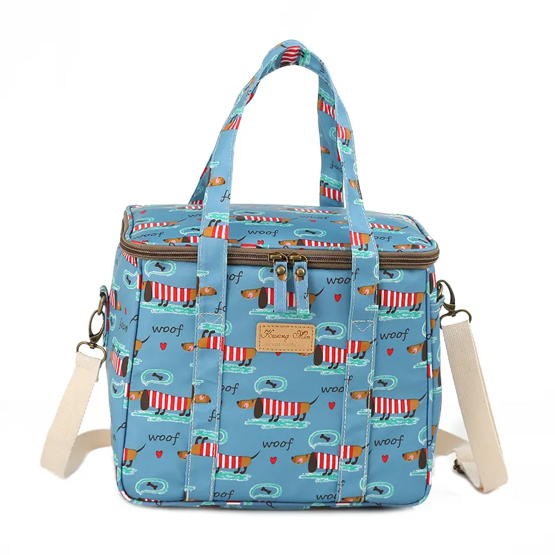 Factory Outlet Portable Cartoon Student Aluminum Film Oxford Cloth Bento Bag with Customized Logo