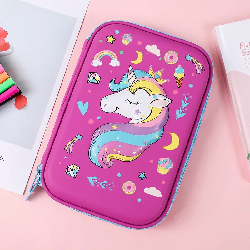 New Large Capacity Pen Bag Cute Cartoon Unicorn Pencil Case with Zipper