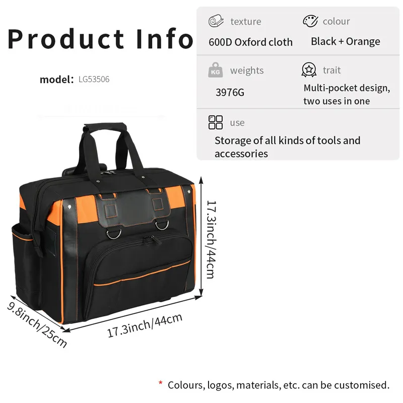 Customized Multifunctional Trolley Tool Tote Bag