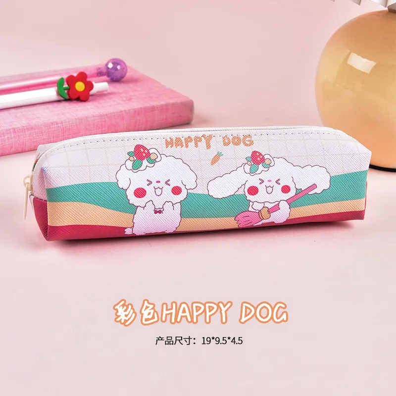 Cartoon Cute School Stationery Bag Kawaii Leather Pencil Pouch for Kids