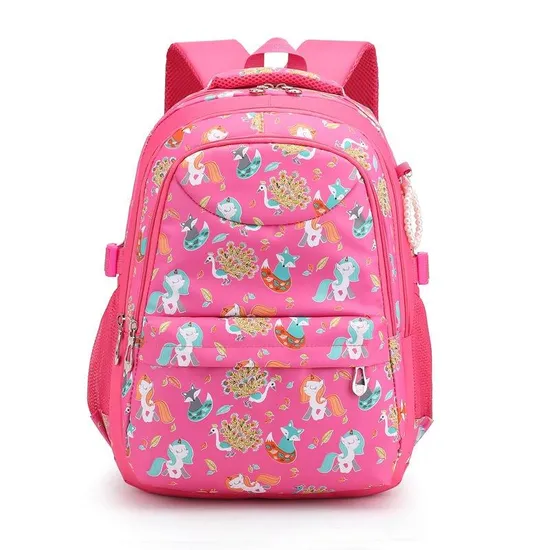 Simggle Backpack Primary Secondary Students Waterproof School Bag Cute Cartoon Printed Backpacks for Girls