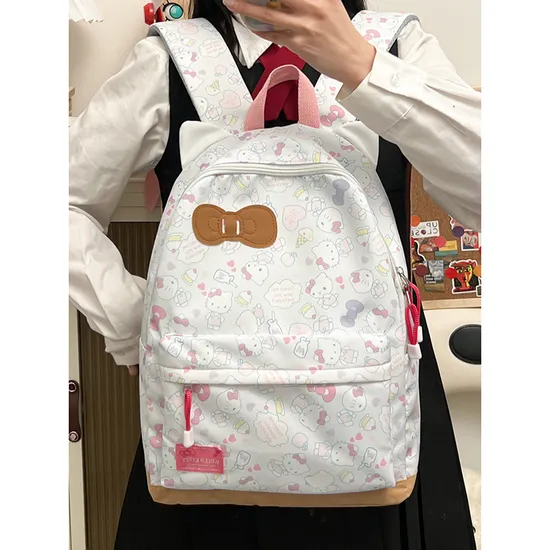 Factory Cute Cat Backpack Printed Large Capacity Trendy Backpack for Middle and High School