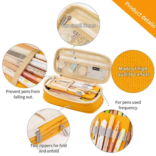 College School Pencil Storage Pen Case Canvas Pencil Pouch Bag for Students