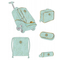 School Trolley Bag 19 Inch Turquoise 5 PCS Set Trolley Tri Wheel Climbing Stairs