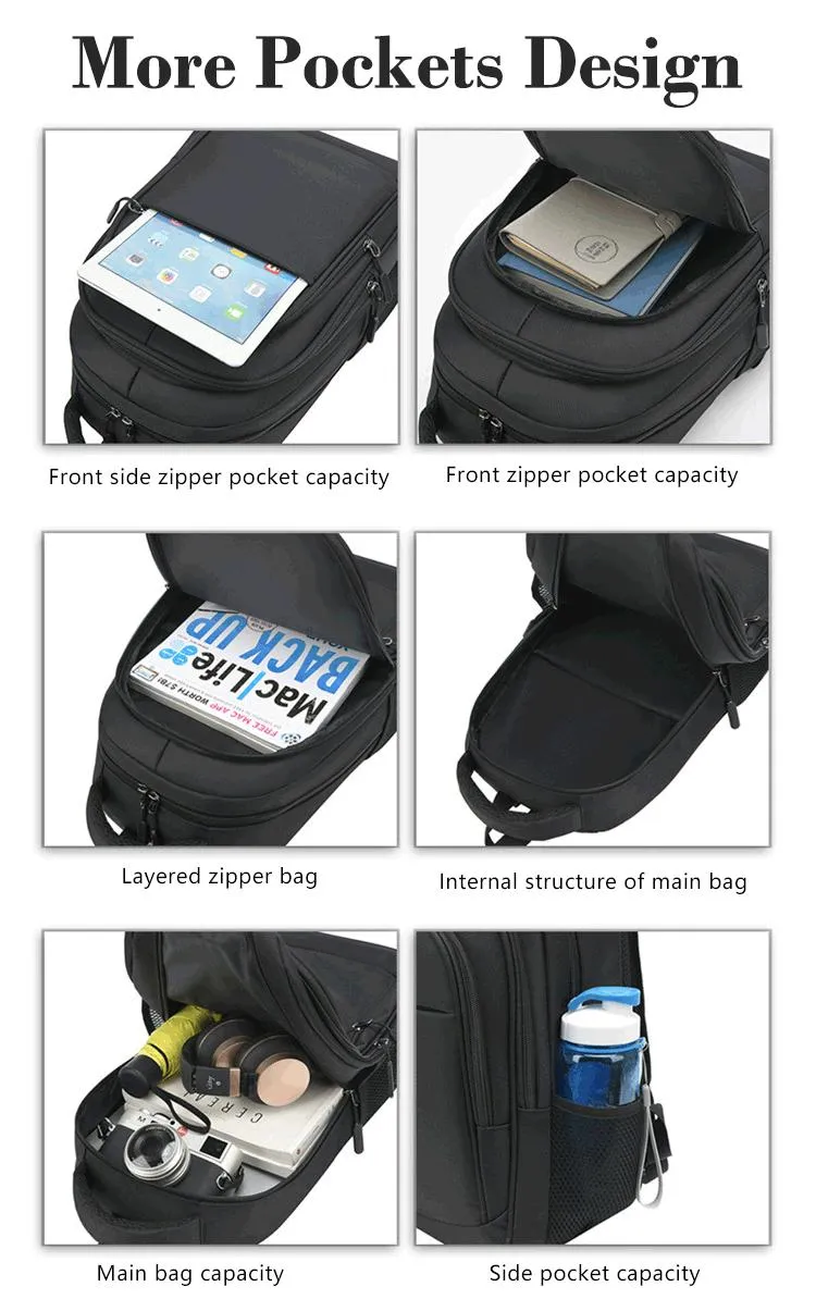 Bag USB Waterproof Mens Nylon Laptop Bag Travel Factory Wholesale Custom Logo Student Laptop Backpack
