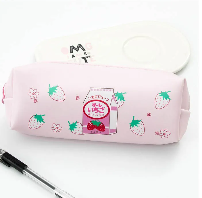 Cute Large Capacity Waterproof PU Leather Pencil Pouch Case Stationery Organizer Storage Bag Cosmetic Zipper for Girls Boys