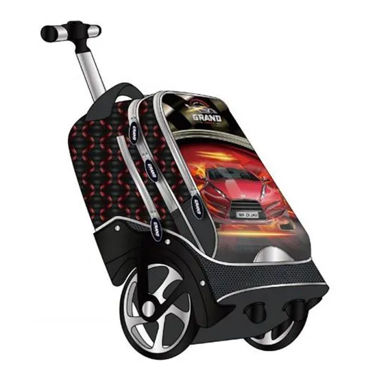 Fashion Trolley Big Wheel Supercar Kids Rolling Backpack with Wheels