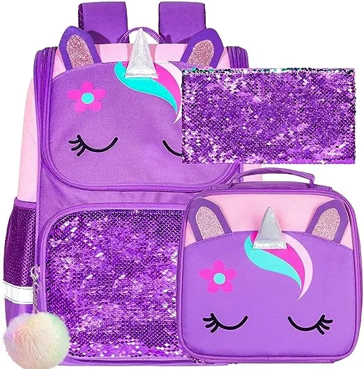Unicorn Sequin Schoolbag Factory Price Girl School Backpack Pink Schoolbag for Girls