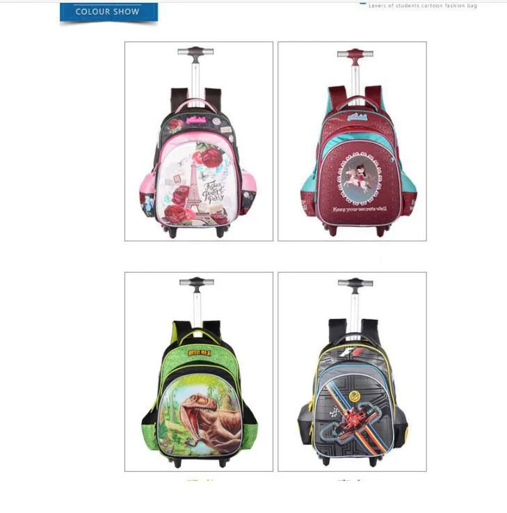 3PCS School Wheeled Bag Set with Lunch Box Trolley Wheeled Backpack