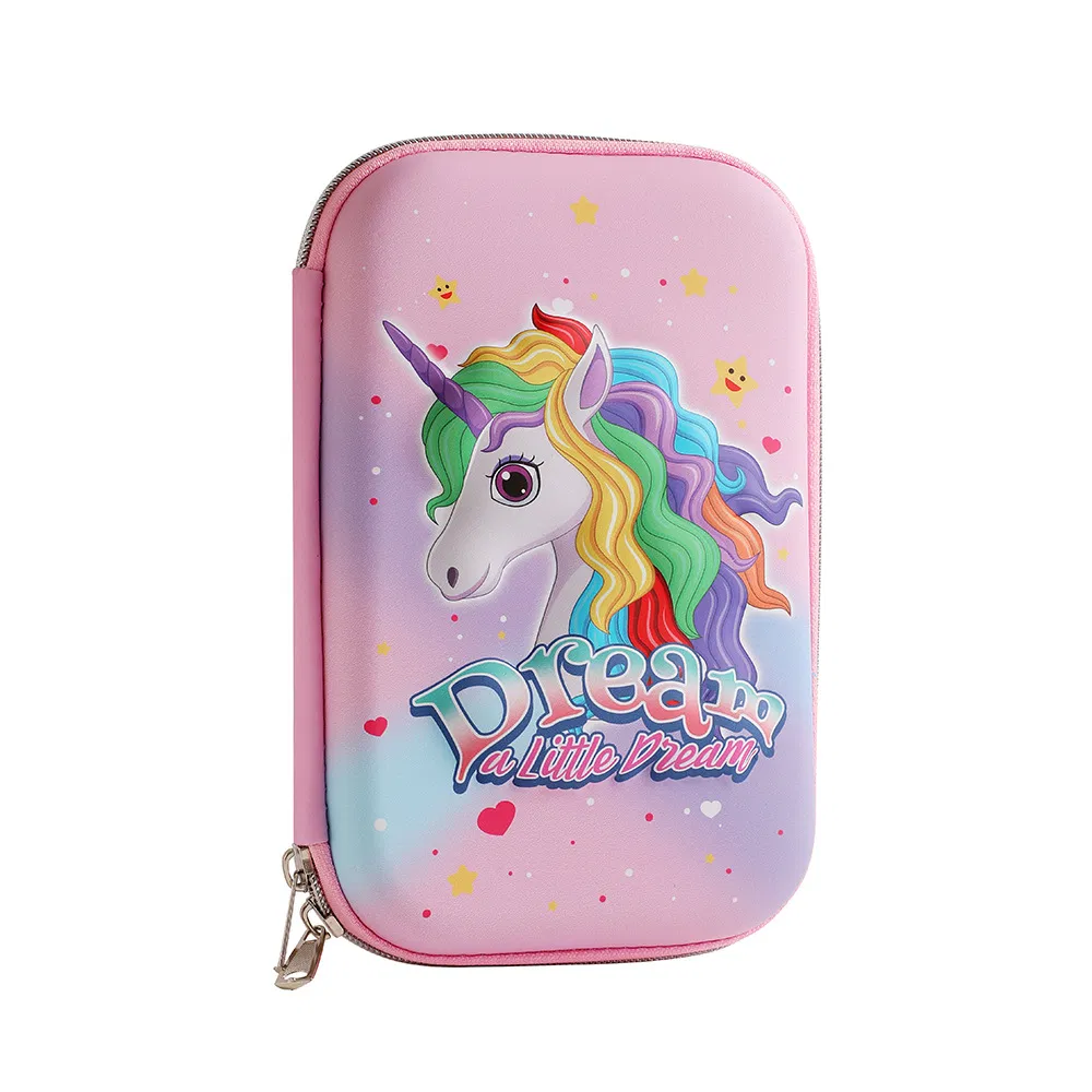 School Stationery Box Cartoon 3D EVA Unicorn Cute Pencil Case for Kids