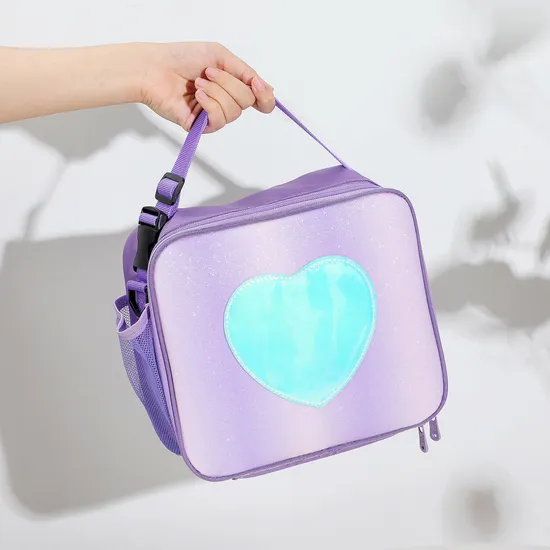 Fashion Holographic Rainbow Travel Thermal Picnic Bag Kids Portable School Insulated Food Lunch Cooler Bag for Children