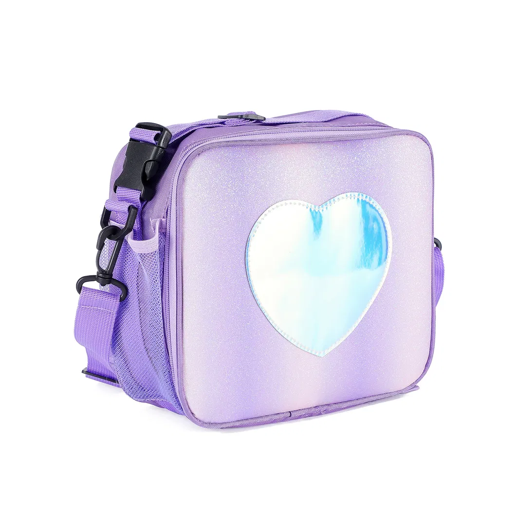 Fashion Holographic Rainbow Travel Thermal Picnic Bag Kids Portable School Insulated Food Lunch Cooler Bag for Children