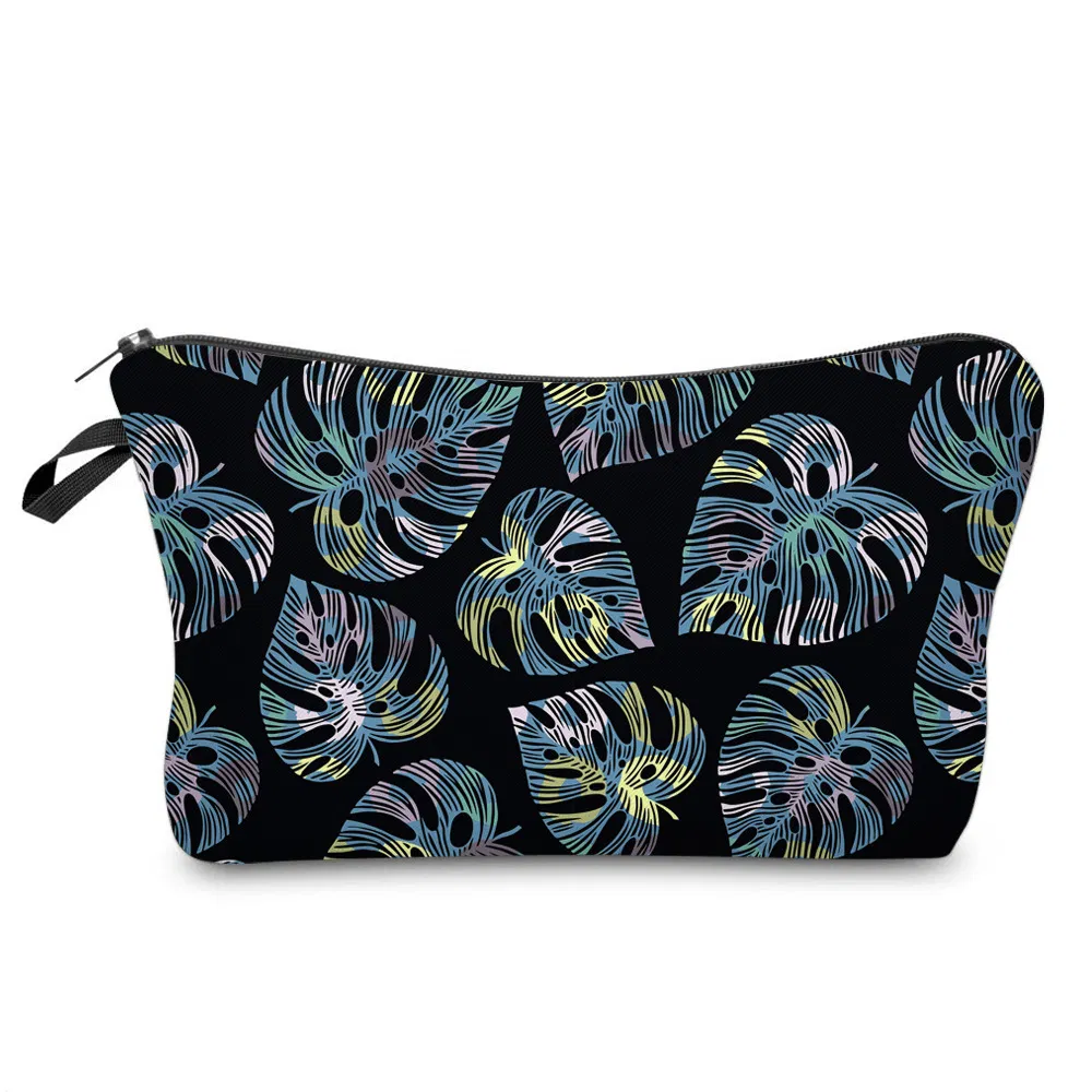 Fashion Retro Leaf Design Girls Pencil Pouch Travel Cosmetic Makeup Bag Custom