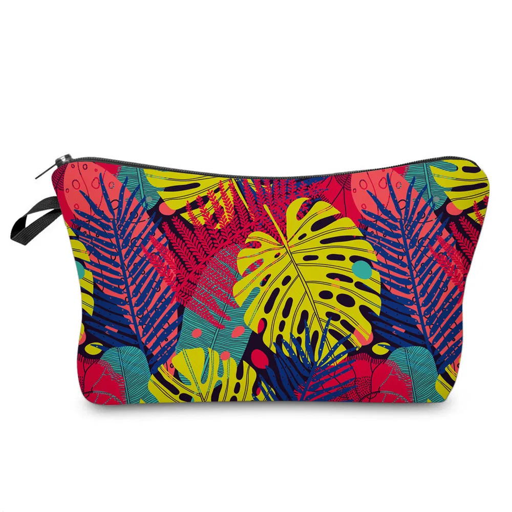 Fashion Retro Leaf Design Girls Pencil Pouch Travel Cosmetic Makeup Bag Custom